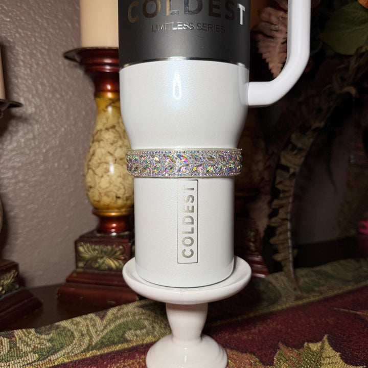 Coldest Flower Flat Fancy Iridescent Rhinestone Tumbler collar halo boot, tumbler accessories, unique gift