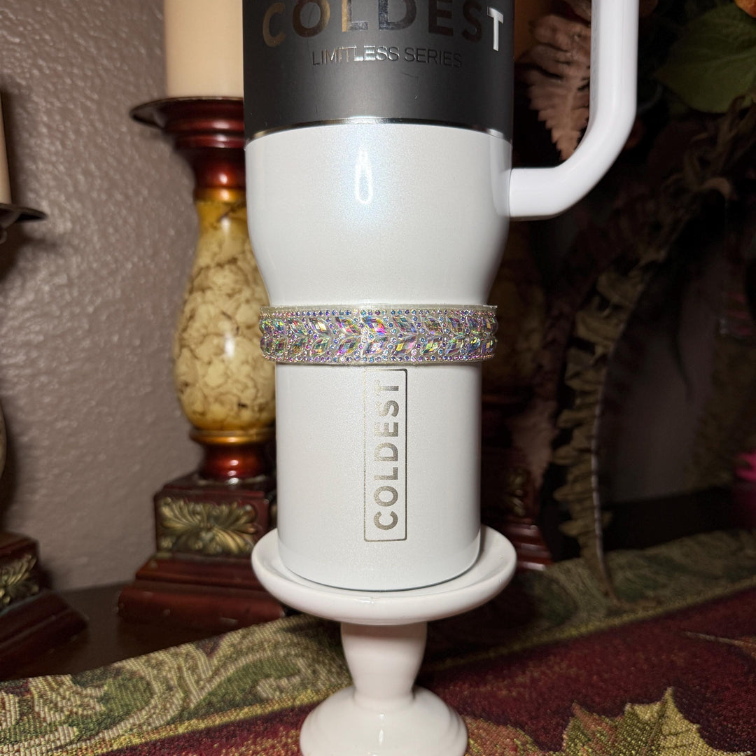 Coldest Flower Flat Fancy Iridescent Rhinestone Tumbler accessories, collar halo boot, fits 36 and 46 oz Coldest tumbler, unique gift