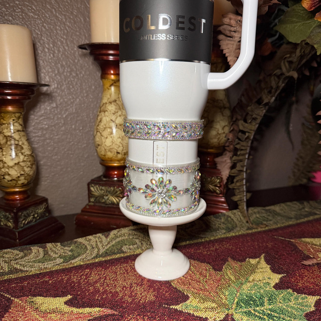 Coldest Flower Flat Fancy Iridescent Rhinestone Tumbler collar halo boot, tumbler accessories, unique gift