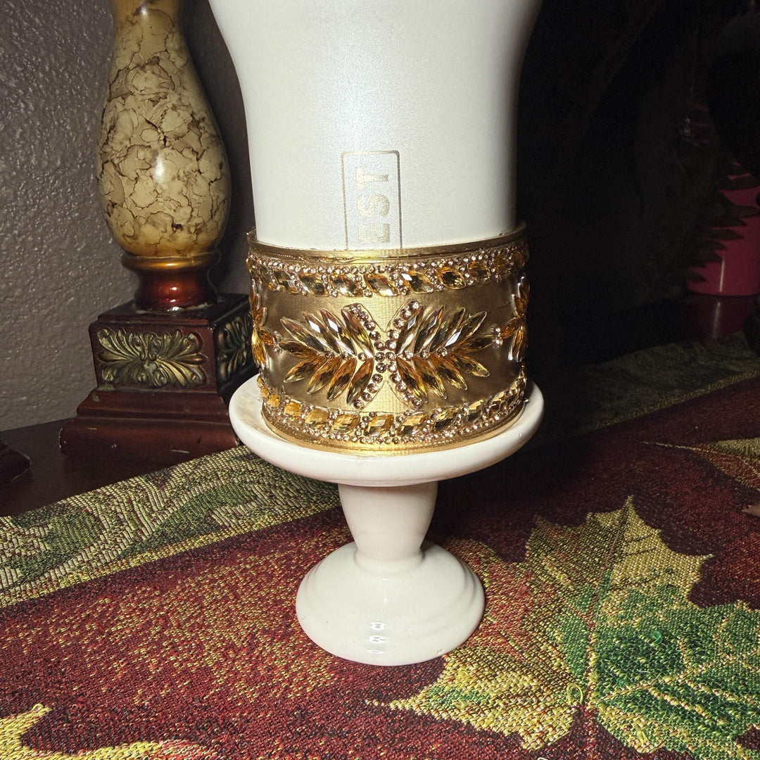 Coldest Gold Flat Fancy Iridescent Rhinestone Tumbler collar halo boot, fits 36 and 46 oz Coldest, tumbler accessories, unique gift