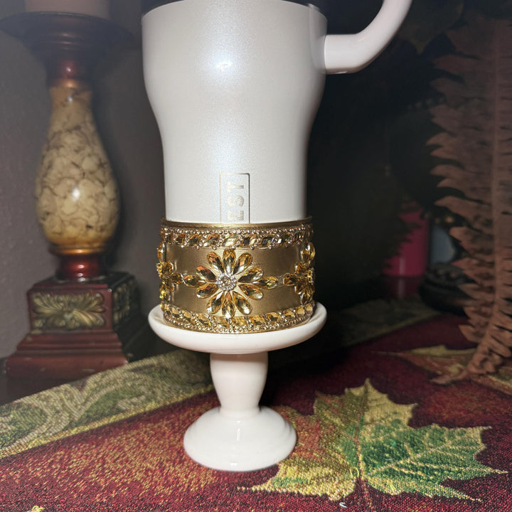 Coldest Gold Flat Fancy Iridescent Rhinestone Tumbler collar halo boot, tumbler accessories, unique gift
