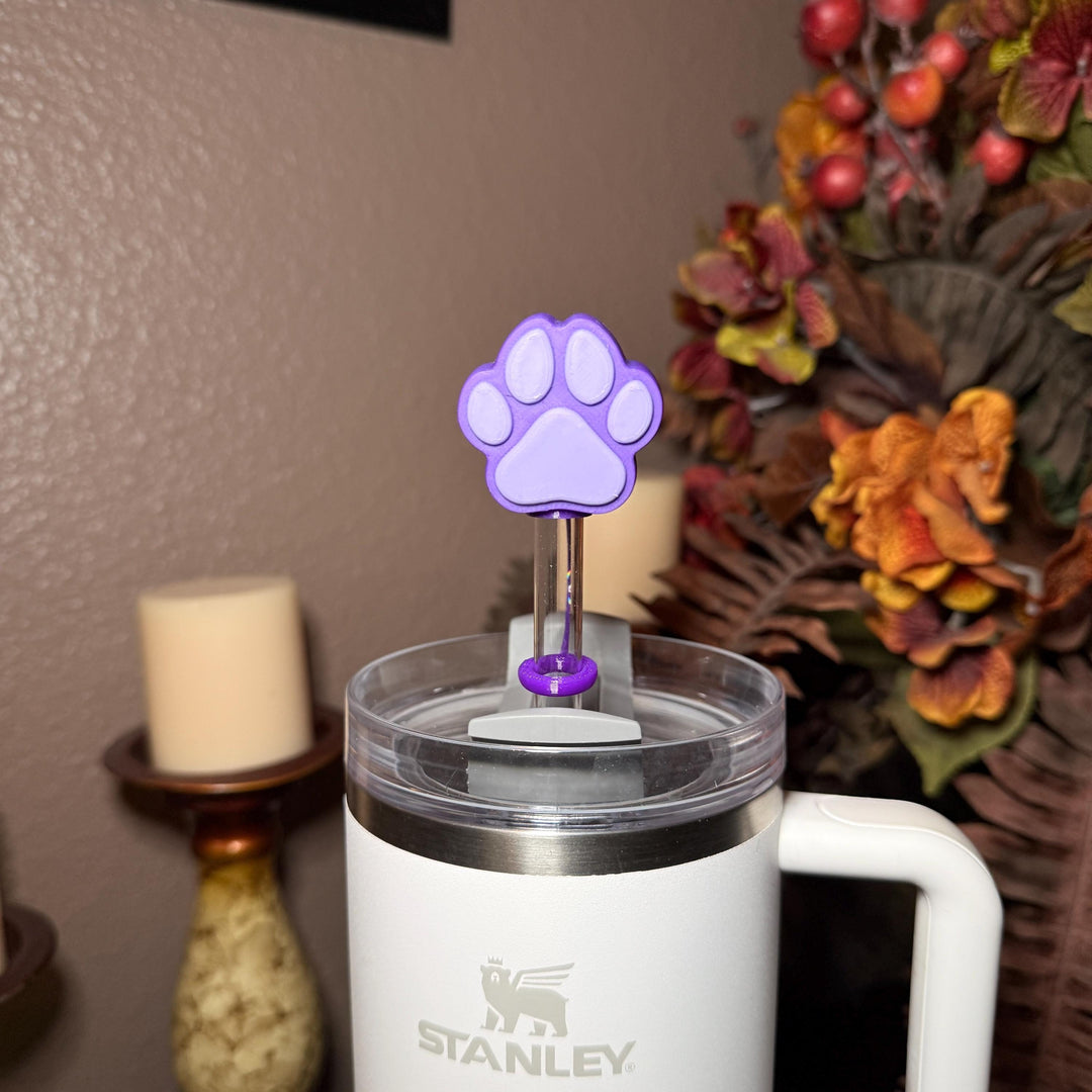 Paw Print Straw Cap Topper, for Stanley 20 30 or 40 oz Tumblers, unique minimalist gift accessories, 10 mm, multiple colors