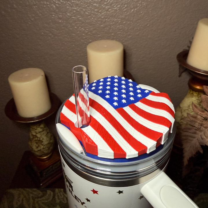 Stars and Stripes Patriotic Tumbler Topper, Independece Day Topper, 3D Decorative Lid