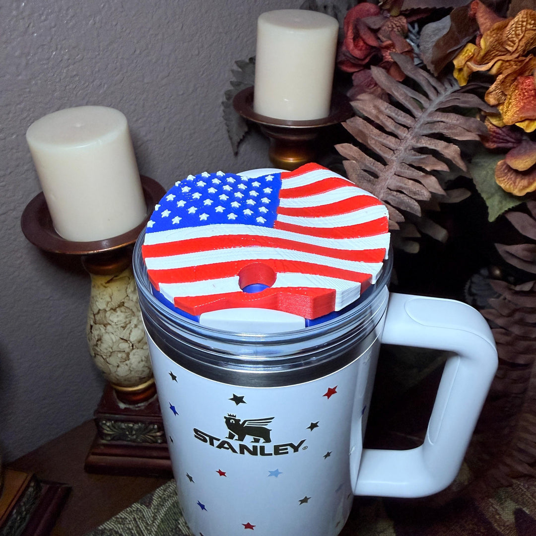 Stars and Stripes Patriotic Tumbler Topper, Independece Day Topper, 3D Decorative Lid