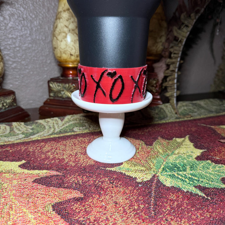 Hugs and Kisses XO Tumbler Boot, Coldest and Stanley tumbler accessories, Black Red White, Protective Sleeve