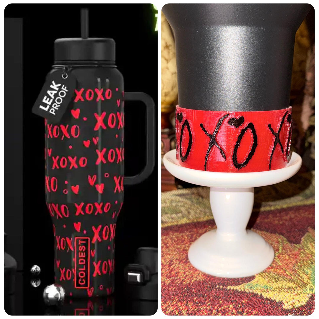 Hugs and Kisses XO Tumbler Boot, tumbler accessories, Black Red White Pink Lavender, Protective Sleeve