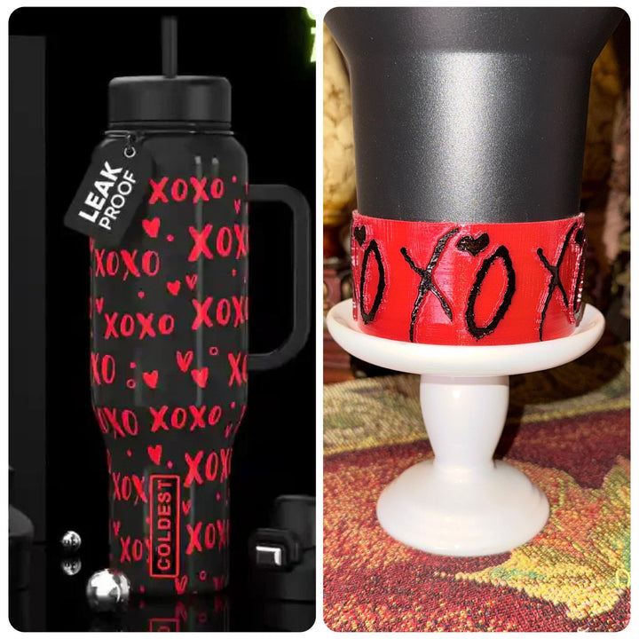Hugs and Kisses XO Tumbler Boot, tumbler accessories, Black Red White Pink Lavender, Protective Sleeve