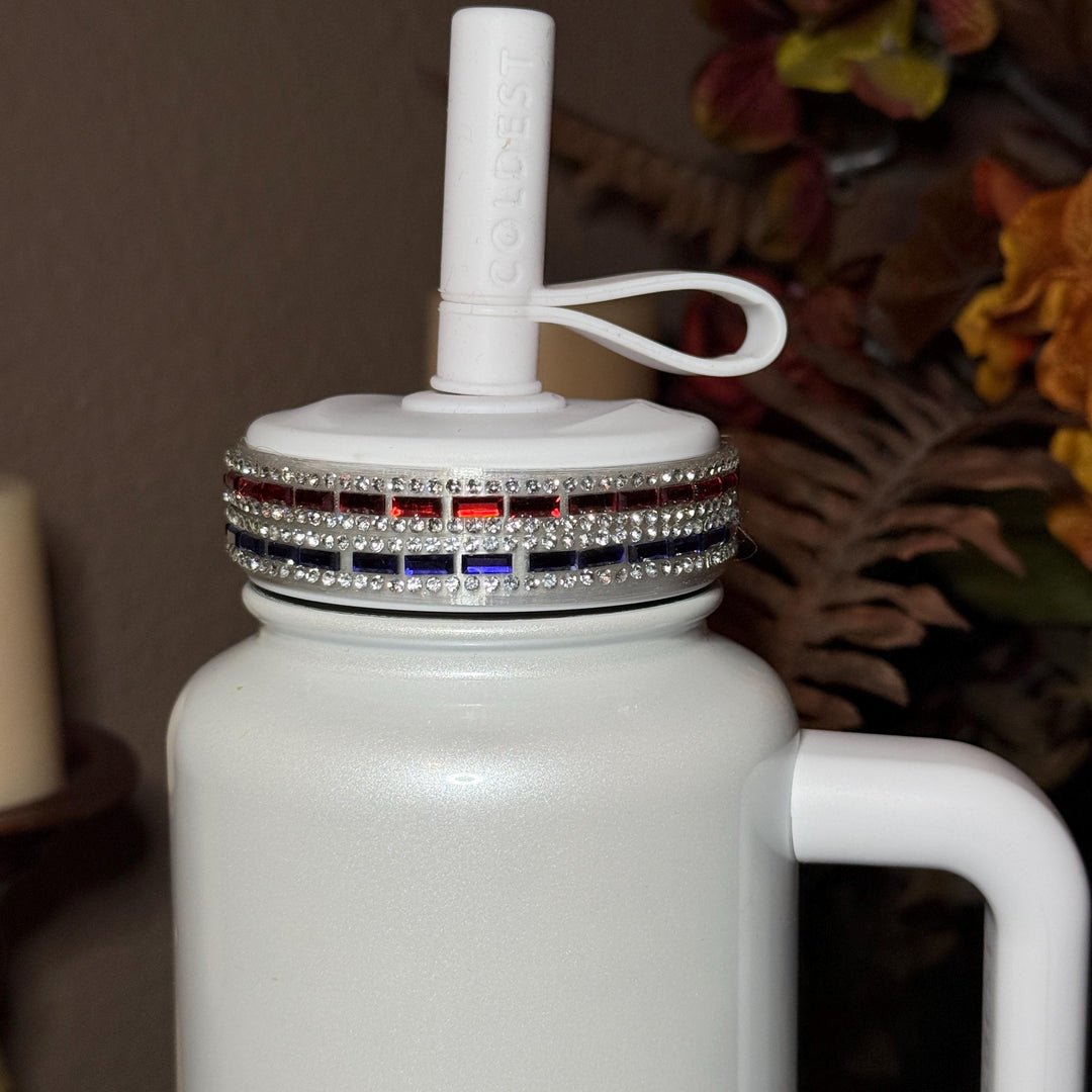 Coldest Patriotic Rhinestone Tumbler Boot, collar or straw topper, Bling Sparkle Cup Sleeve, Tumbler Accessories, Unique Gift stars stripes