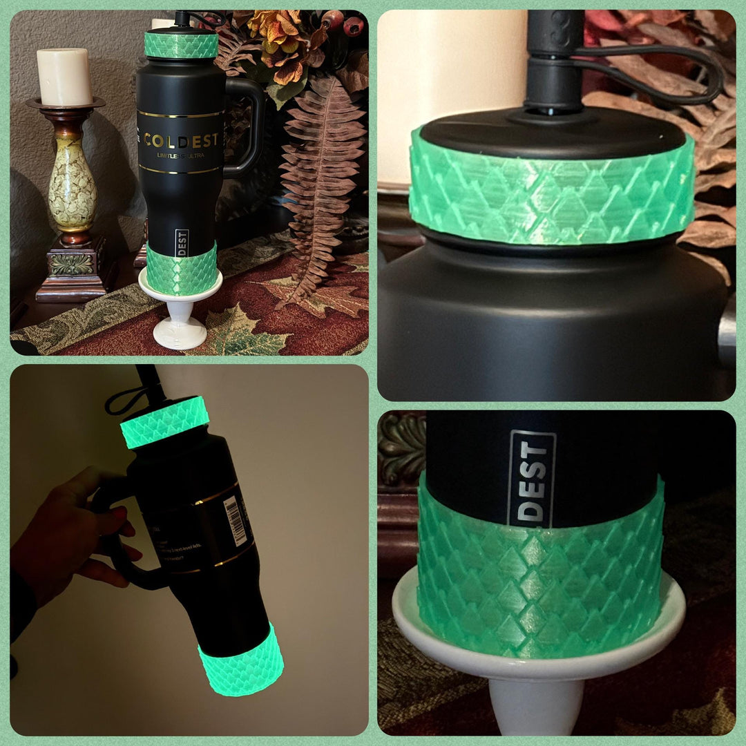 Glow Green Dragon Scales Tumbler Boot, collar, fits your Coldest Tumblers, Unique Gift