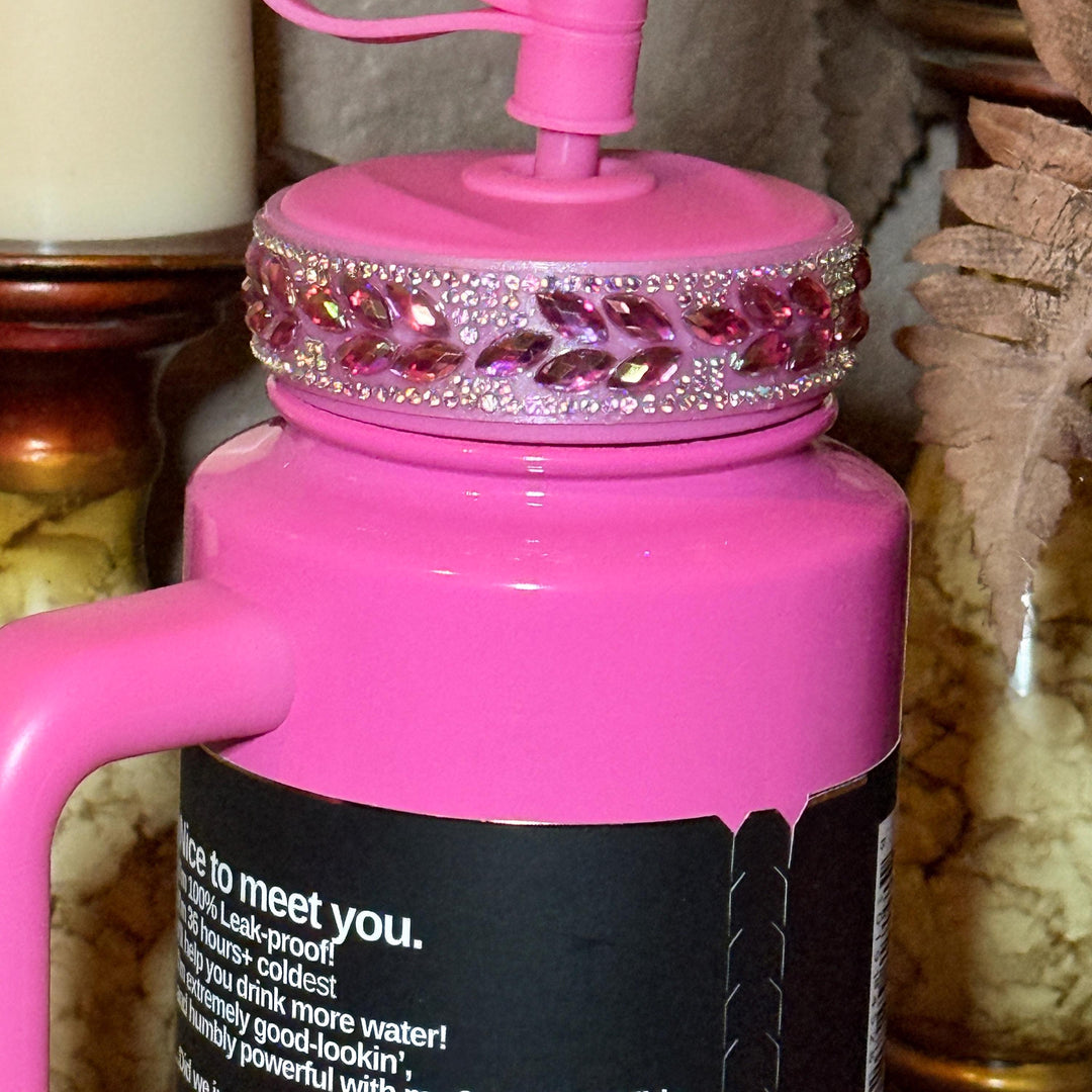 Coldest Pink Fancy Iridescent Rhinestone Tumbler accessories, collar or boot, fits 36 and 46 oz Coldest tumbler, unique gift