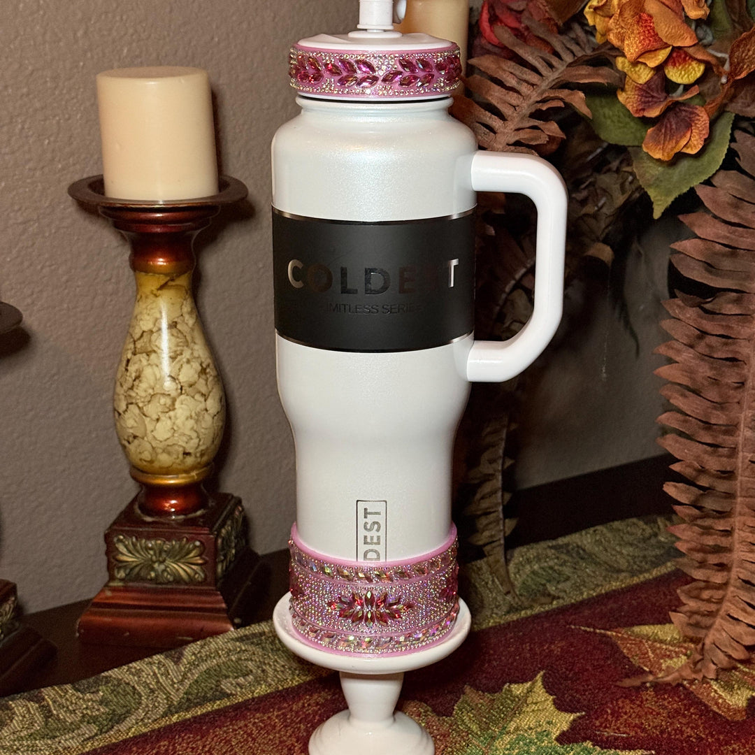 Coldest Pink Fancy Iridescent Rhinestone Tumbler accessories, collar or boot, fits 36 and 46 oz Coldest tumbler, unique gift