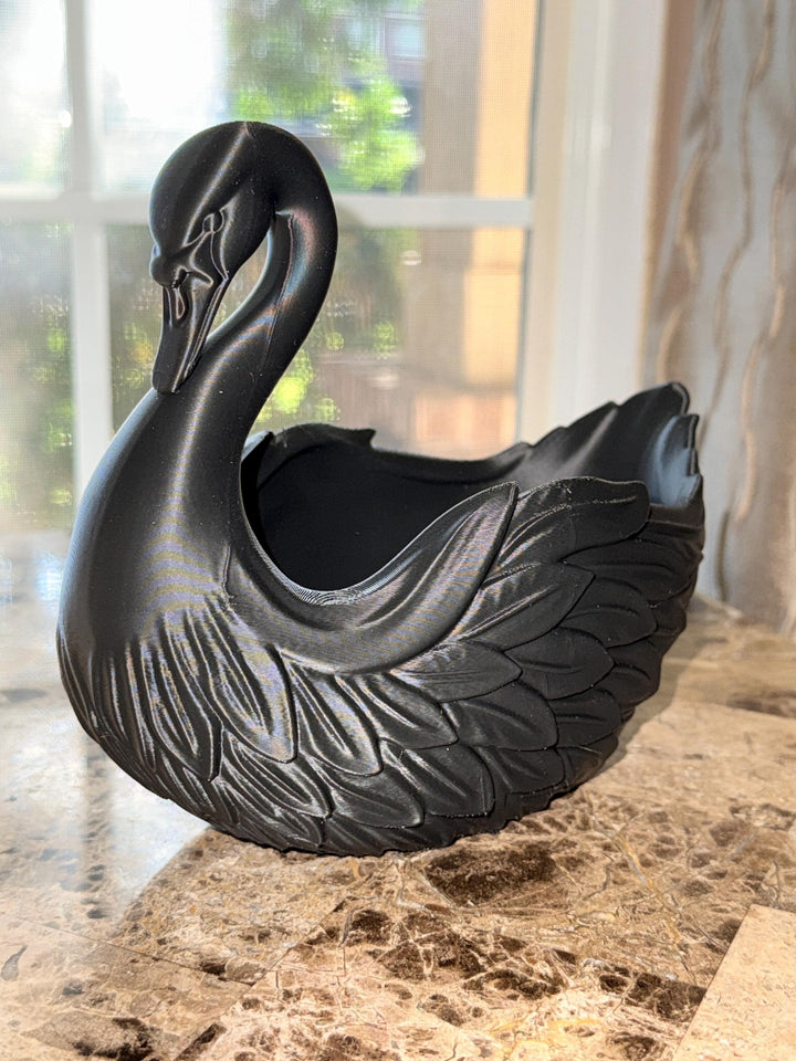 Black Swan Planter Bowl, Gothic Swan Centerpiece, Decorative Catchall Dish, Elegant Home Decor, Bird Planter Pot, Vanity Organizer