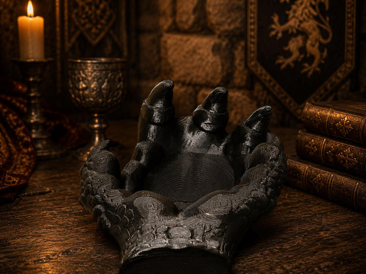 Dragon Claw Hand Bowl, 3D Printed Valet Tray Trinket Holder, Gothic Catchall Dish, Fantasy Desk Organizer, Dice Tray, Dragon Decor Gift