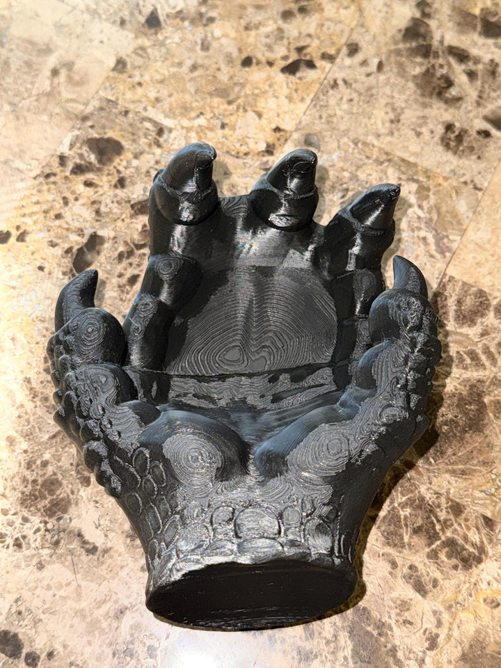 Dragon Claw Hand Bowl, 3D Printed Valet Tray Trinket Holder, Gothic Catchall Dish, Fantasy Desk Organizer, Dice Tray, Dragon Decor Gift