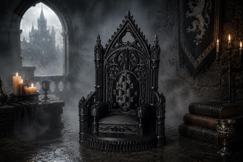 Gothic Throne Chair, Dark Academia Shelf Decor, Miniature Cathedral Gothic Display, Witchy Fantasy Collectible, Halloween Creepy Aesthetic