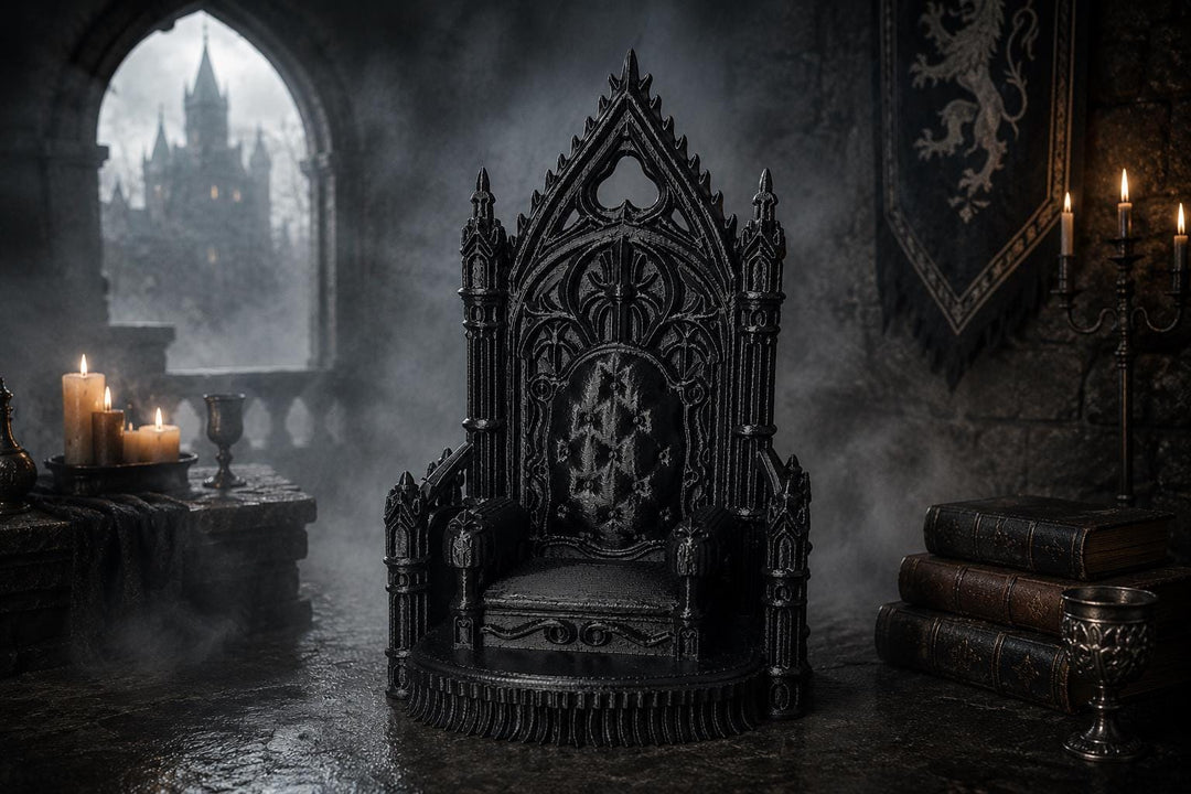 Gothic Throne Chair, Dark Academia Shelf Decor, Miniature Cathedral Gothic Display, Witchy Fantasy Collectible, Halloween Creepy Aesthetic