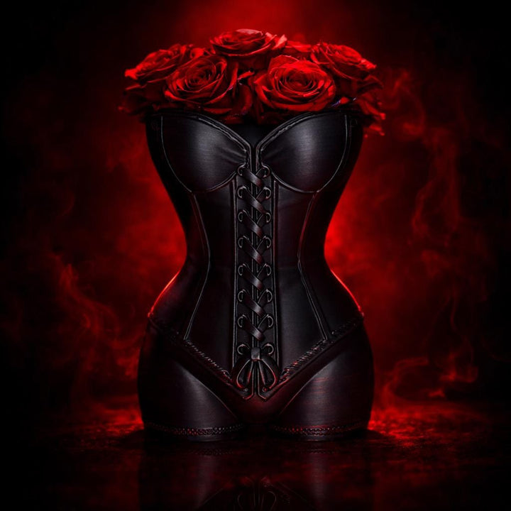 Black Corset Vase, Gothic Boudoir Decor, Dark Feminine Home Accent, Fashion Inspired Vase, 3D Printed Gothic Decor, Makeup Brush Holder