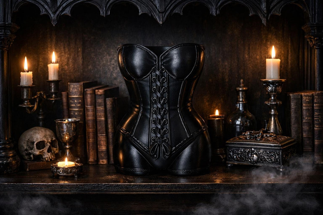 Black Corset Vase, Gothic Boudoir Decor, Dark Feminine Home Accent, Fashion Inspired Vase, 3D Printed Gothic Decor, Makeup Brush Holder