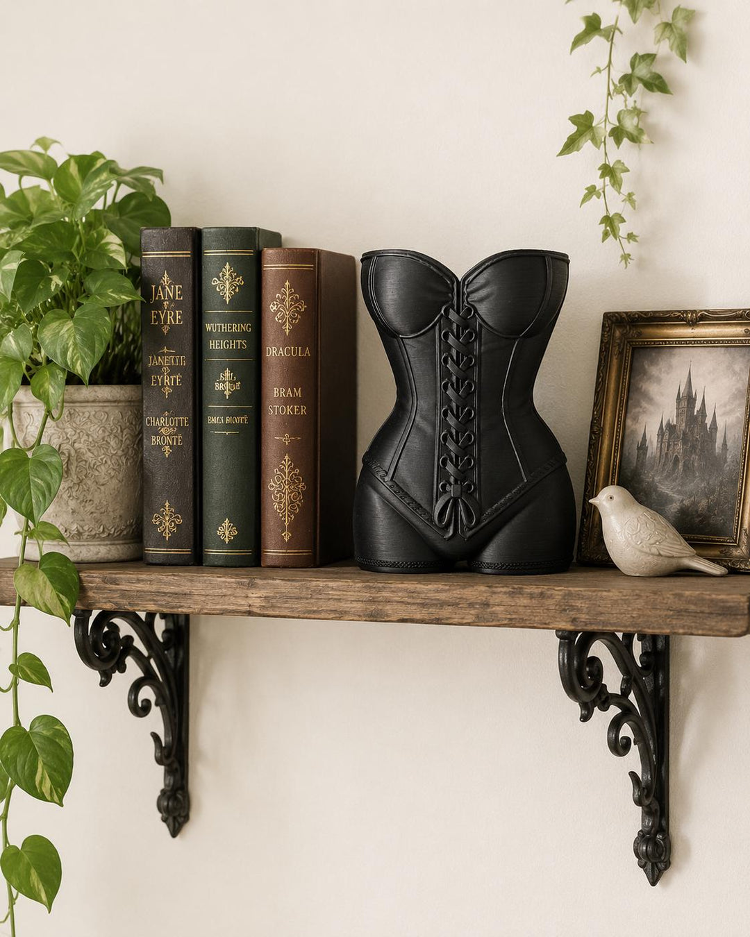 Black Corset Vase, Gothic Boudoir Decor, Dark Feminine Home Accent, Fashion Inspired Vase, 3D Printed Gothic Decor, Makeup Brush Holder
