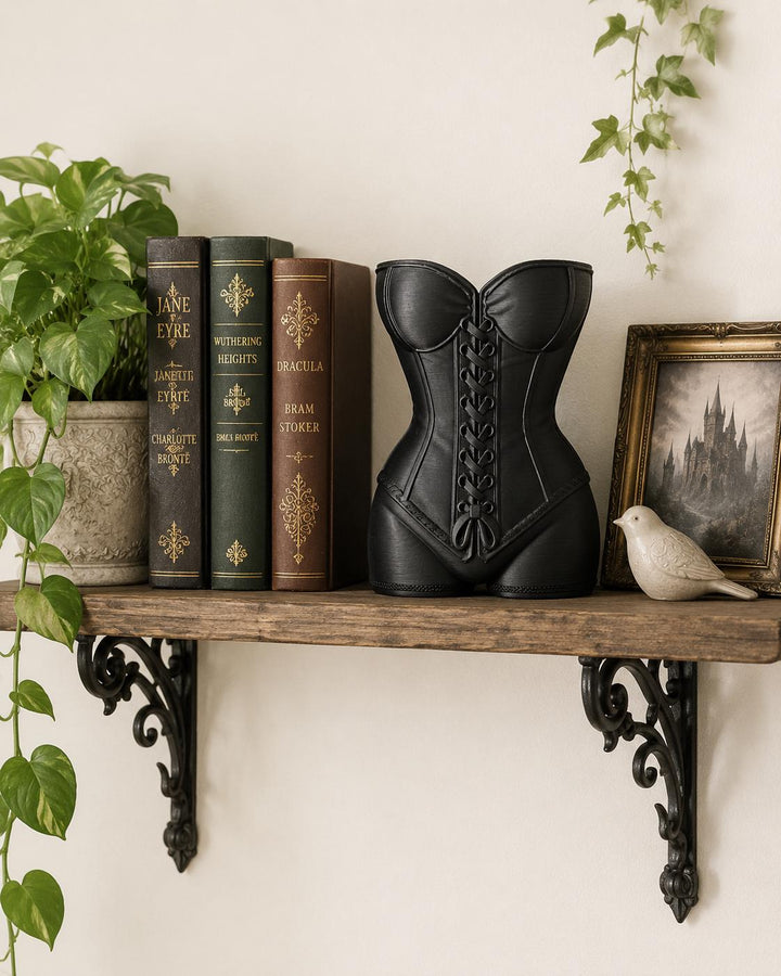 Black Corset Vase, Gothic Boudoir Decor, Dark Feminine Home Accent, Fashion Inspired Vase, 3D Printed Gothic Decor, Makeup Brush Holder
