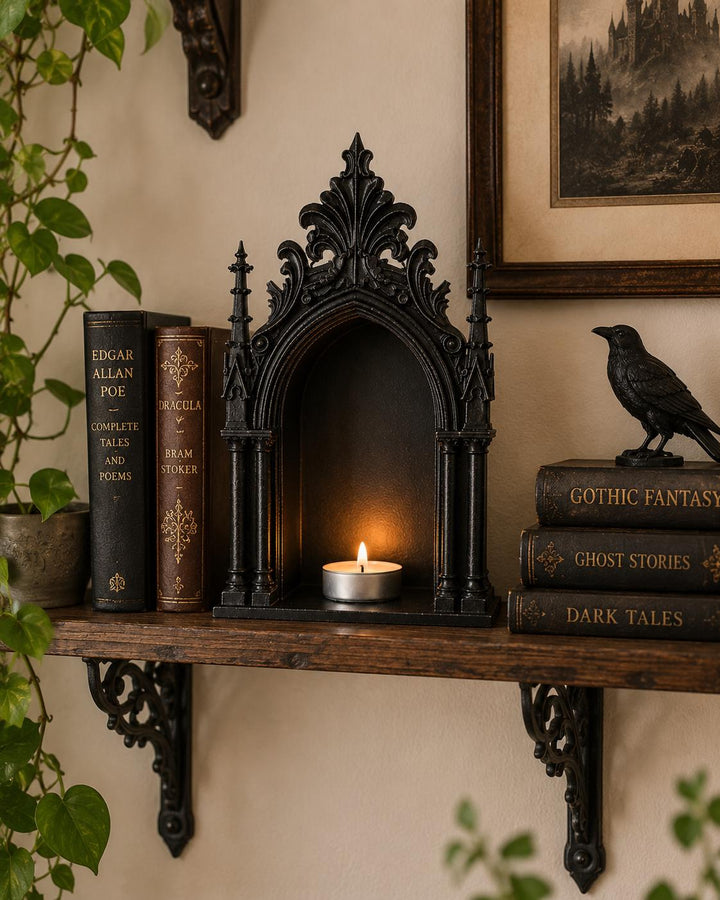 Gothic Cathedral Wall Shelf | Dark Academia Decor | Gothic Home Accent | Witchy Altar Shelf | Raven Decor | 3D Printed Shelf