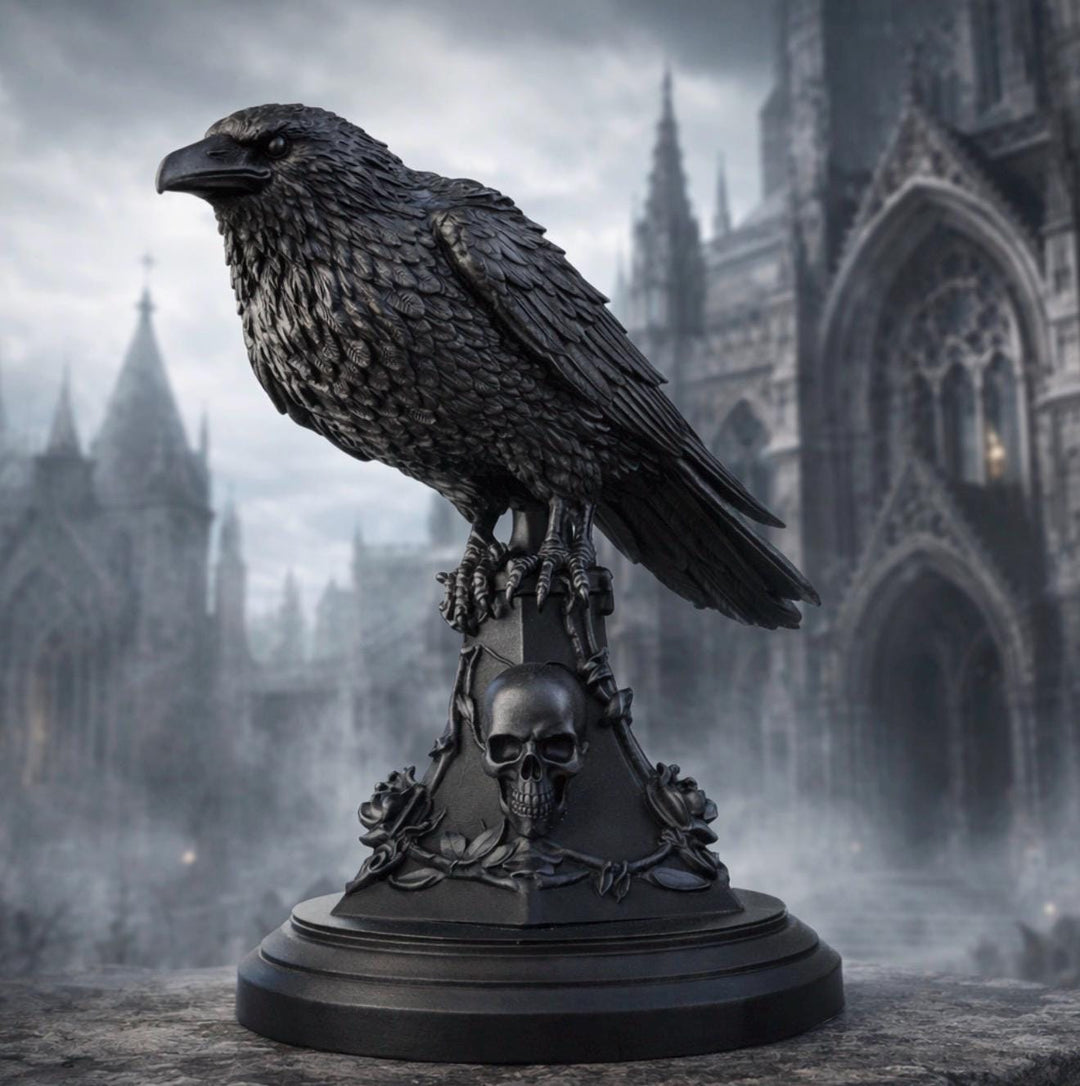 Black Raven Crow Gothic Halloween Decor, Creepy Dark Aesthtic