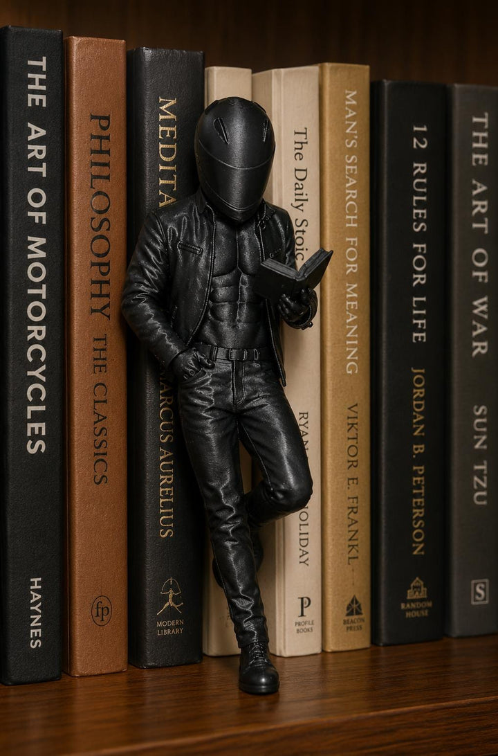 Motorcycle Reader Book Nook Buddy | Bookshelf Decor | Motorcycle Book Lover Gift | Reading Shelf Sitter | 3D Printed Bookend Figure