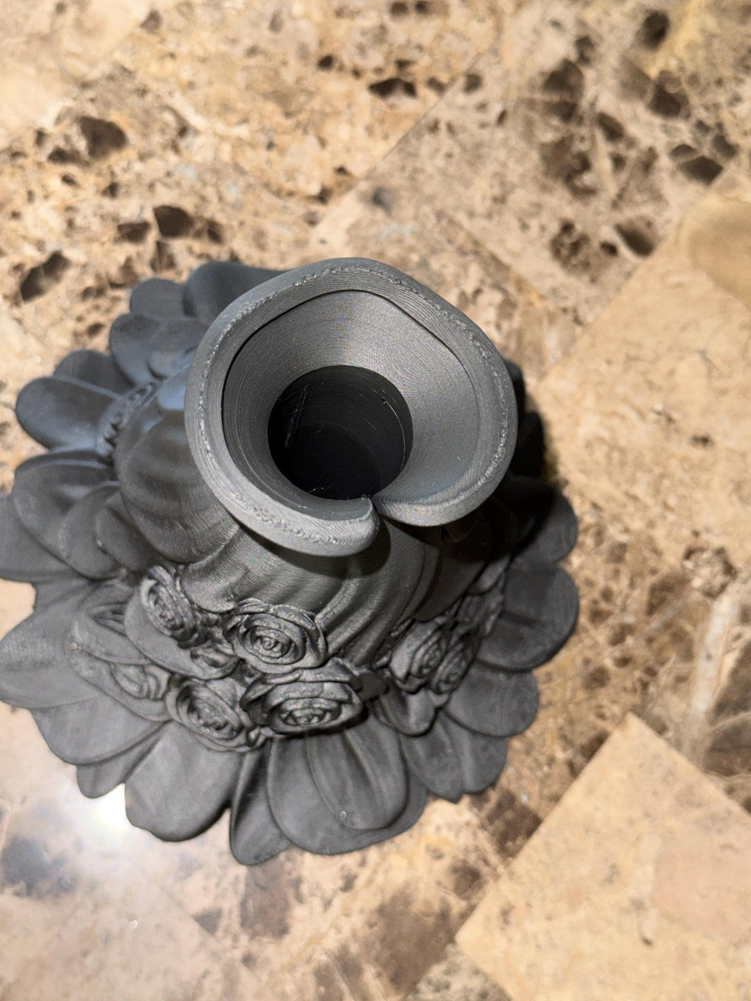 Black Floral Dress Vase, Elegant 3D Printed, Gothic Home Decor, Victorian Planter, Dark Academia Shelf, Halloween Creepy Dark Aesthetic