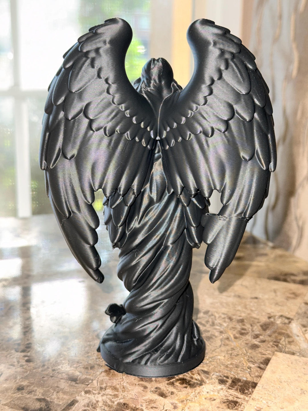 Dark Angel Statue | Gothic Angel Figurine | Dark Academia Decor | Fantasy Shelf Decor | Hooded Angel Sculpture | 3D Printed Gothic Art