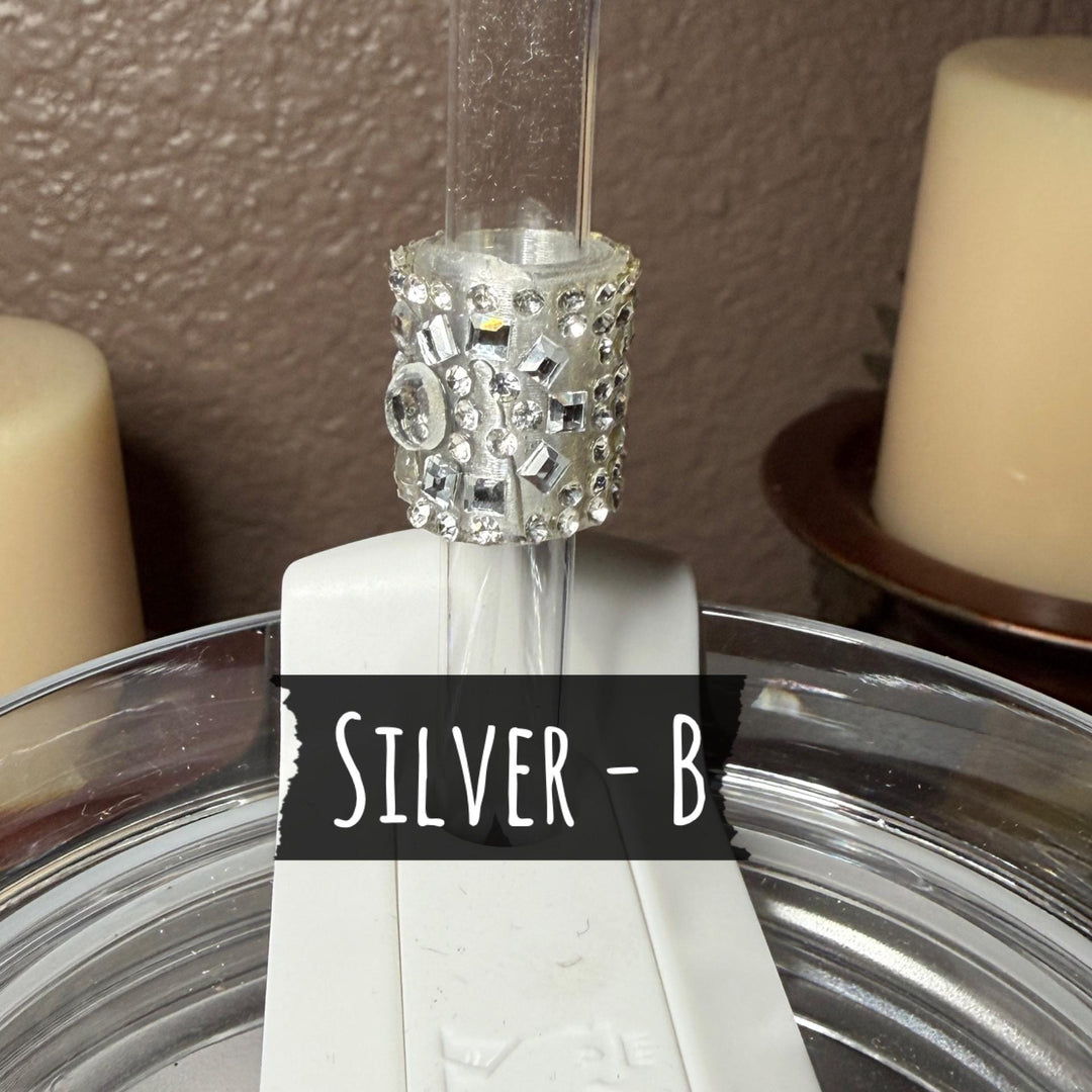 Fancy Rhinestone Straw Slider Charm, straw sleeve emblished with rhinestones, unique gift