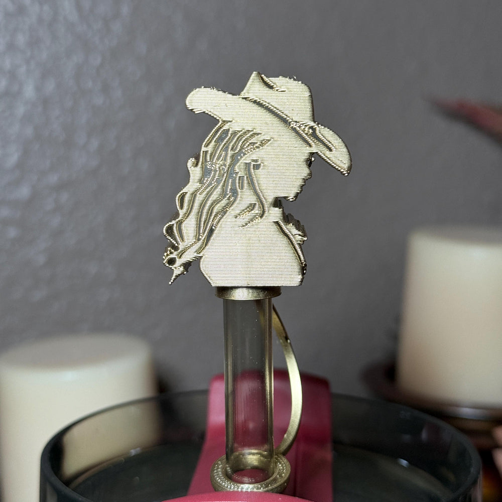 Silver or Gold Cowgirl Hat Tumbler Boot or Straw Topper, Rodeo Cup Sleeve, fits your Stanley and HydroJug Tumblers, Unique Gift