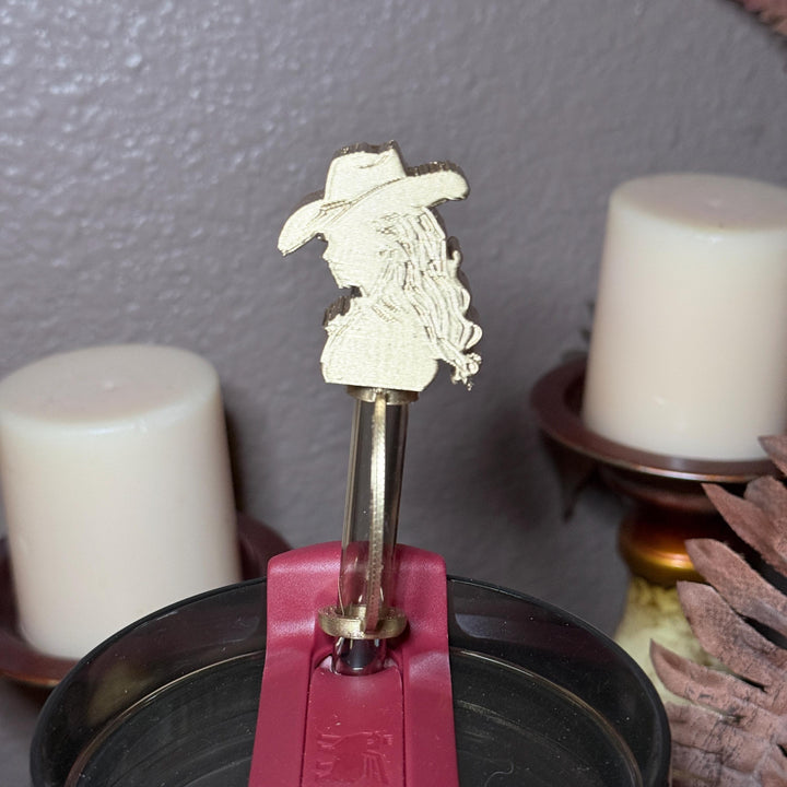 Silver or Gold Cowgirl Hat Tumbler Boot or Straw Topper, Rodeo Cup Sleeve, fits your Stanley and HydroJug Tumblers, Unique Gift