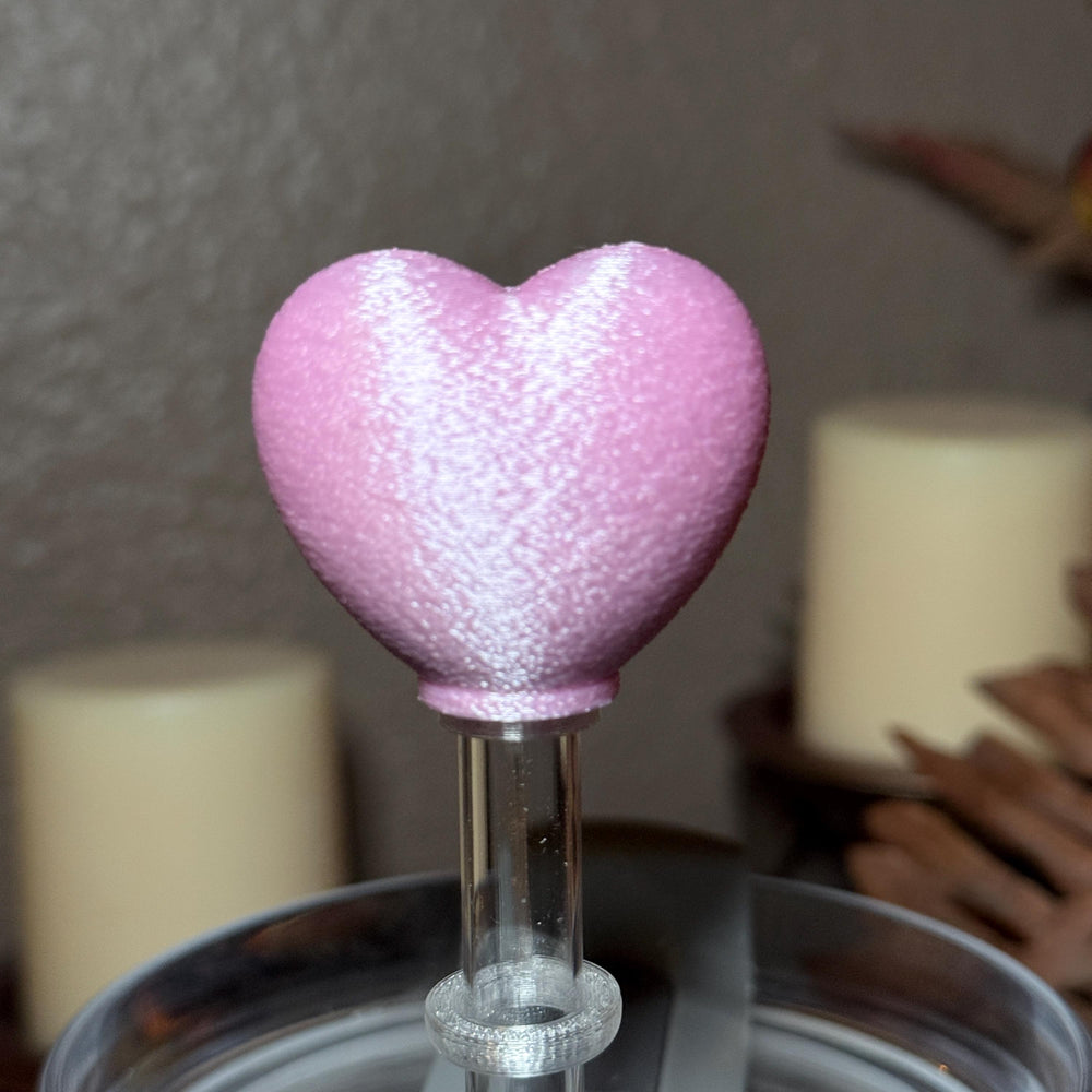 Pink Silk Heart Straw Cap Topper, for Valentine Stanley 20 30 or 40 oz Tumblers, unique minimalist gift accessories, 10 mm