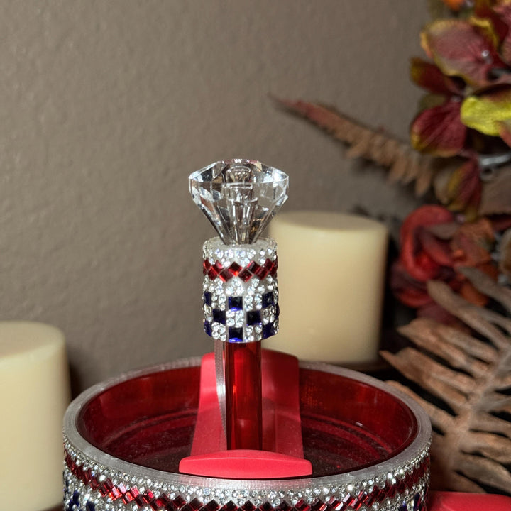 Patriotic Rhinestone Tumbler Boot or Halo, straw topper, Bling Sparkle Cup Sleeve, Stanley Tumbler Accessories, Unique Gift stars stripes