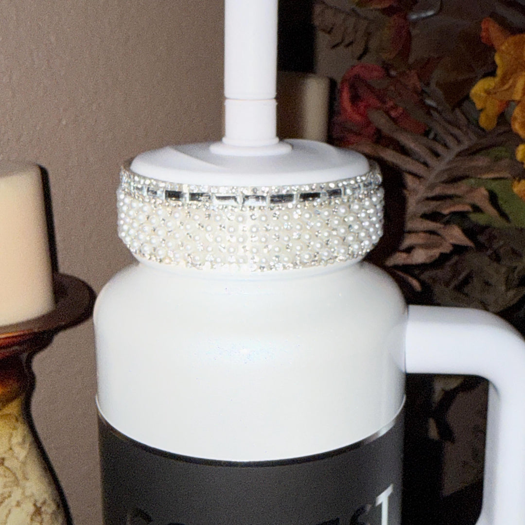 Coldest Fancy Pearl and Rhinestone Tumbler Boot, Straw Lid Collar and Straw Cap Accessory Collection, unique gift accessories