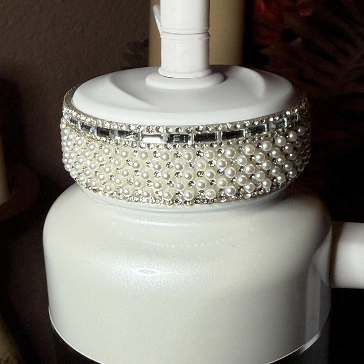 Coldest Fancy Pearl and Rhinestone Tumbler Boot, Straw Lid Collar and Straw Cap Accessory Collection, fits 36 and 46 oz, unique gift