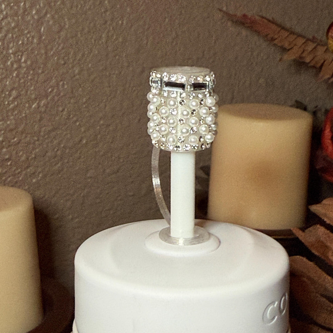 Coldest Fancy Pearl and Rhinestone Tumbler Boot, Straw Lid Collar and Straw Cap Accessory Collection, fits 24 36 and 46 oz, unique gift
