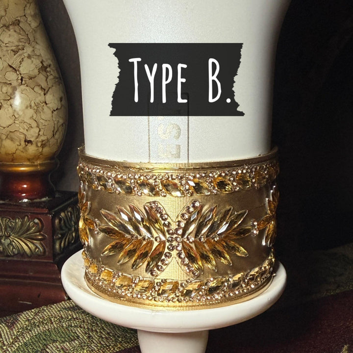 Coldest Gold Flat Fancy Iridescent Rhinestone Tumbler collar halo boot, fits 36 and 46 oz Coldest, tumbler accessories, unique gift