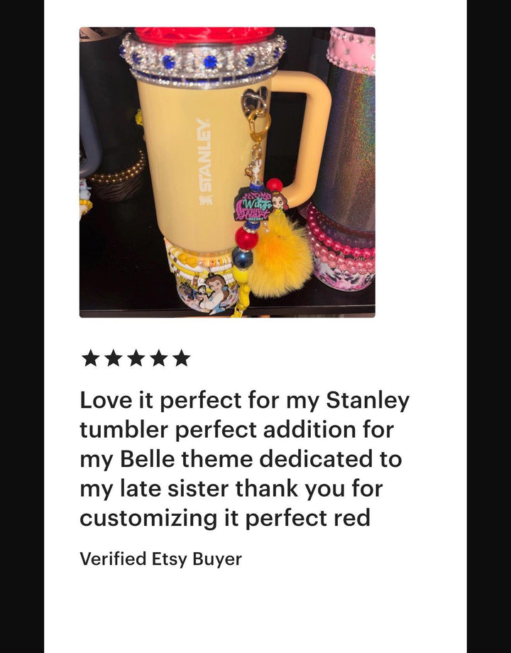 Elegant Blue Sapphire and Silver Rhinestone Royal Princess Accessories for Stanley Tumblers Queen Bling Fancy, Boujie Collection Unique Gift
