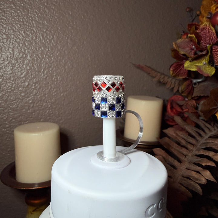 Coldest Patriotic Rhinestone Tumbler Boot, collar or straw topper, Bling Sparkle Cup Sleeve, Tumbler Accessories, Unique Gift stars stripes