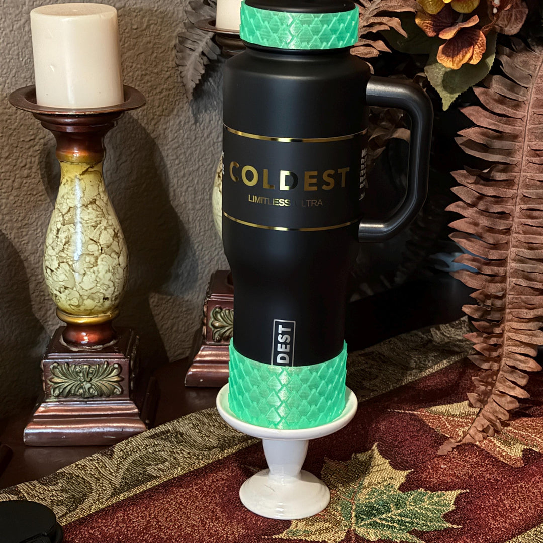 Glow Green Dragon Scales Tumbler Boot, collar, fits your Coldest Tumblers, Unique Gift