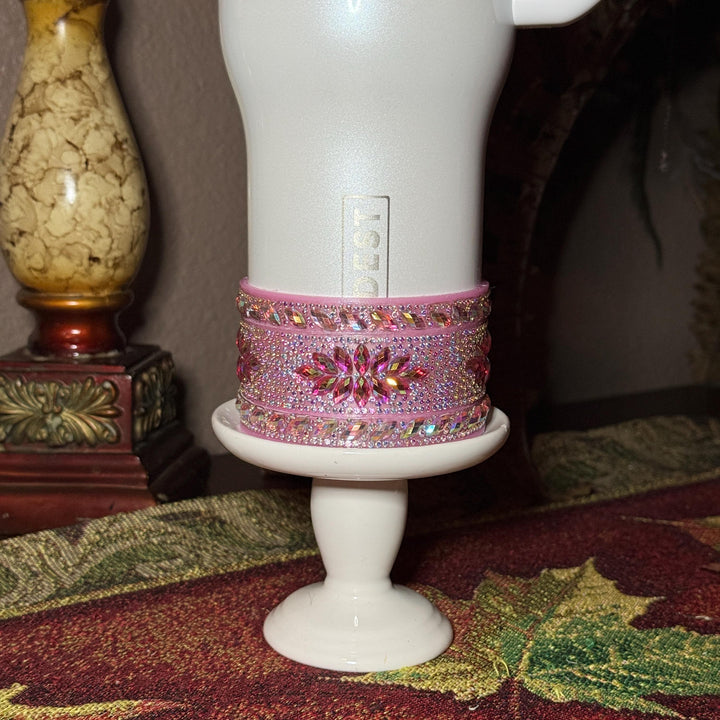Coldest Pink Fancy Iridescent Rhinestone Tumbler accessories, collar or boot, fits 36 and 46 oz Coldest tumbler, unique gift