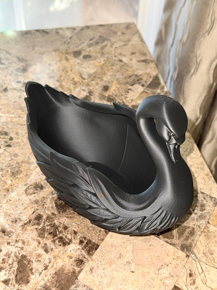 Black Swan Planter Bowl, Gothic Swan Centerpiece, Decorative Catchall Dish, Elegant Home Decor, Bird Planter Pot, Vanity Organizer