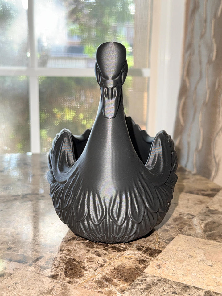 Black Swan Planter Bowl, Gothic Swan Centerpiece, Decorative Catchall Dish, Elegant Home Decor, Bird Planter Pot, Vanity Organizer