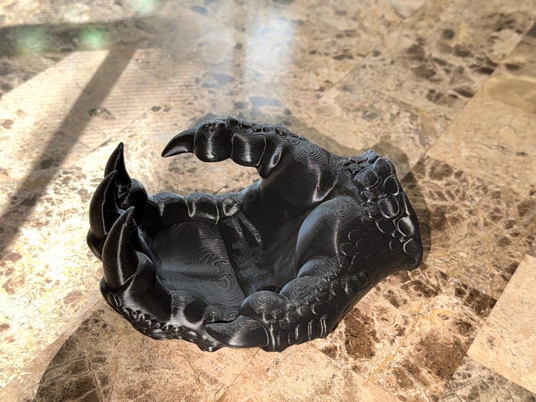 Dragon Claw Hand Bowl, 3D Printed Valet Tray Trinket Holder, Gothic Catchall Dish, Fantasy Desk Organizer, Dice Tray, Dragon Decor Gift
