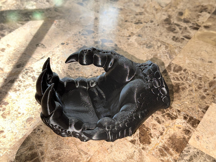 Dragon Claw Hand Bowl, 3D Printed Valet Tray Trinket Holder, Gothic Catchall Dish, Fantasy Desk Organizer, Dice Tray, Dragon Decor Gift