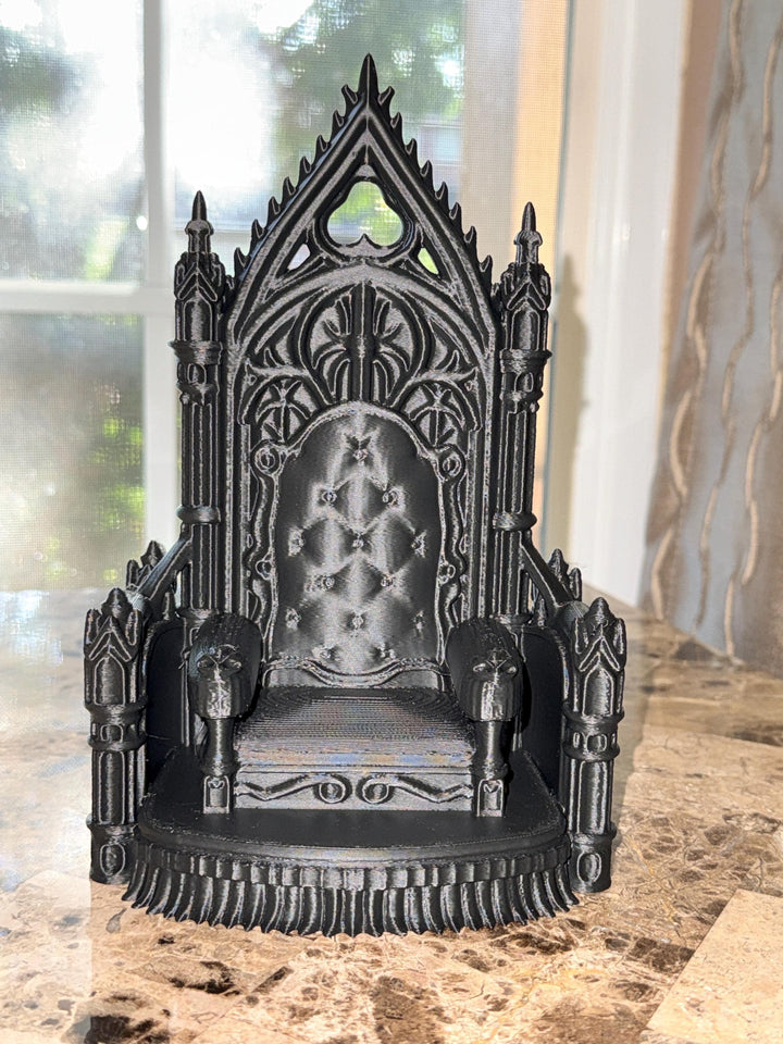 Gothic Throne Chair, Dark Academia Shelf Decor, Miniature Cathedral Gothic Display, Witchy Fantasy Collectible, Halloween Creepy Aesthetic
