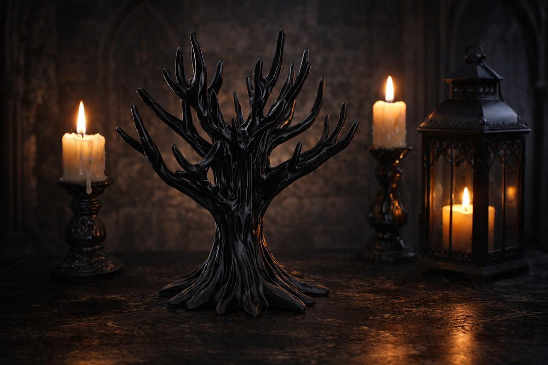 Black Jewelry Tree Display Stand, 3D Printed Jewelry Holder, Gothic Organizer, Necklace & Bracelet Tree, Ring Storage, Vanity Decor