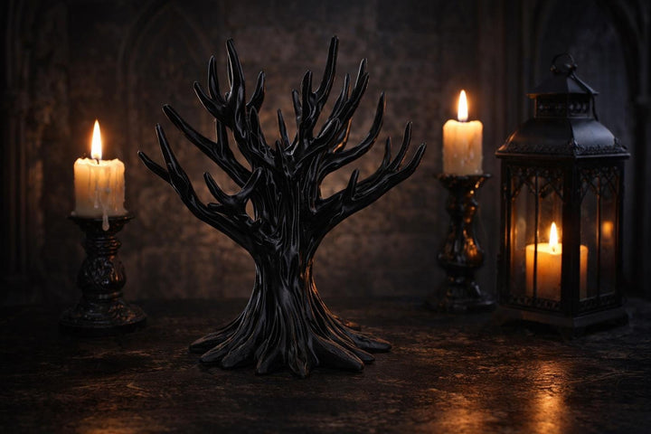 Black Jewelry Tree Display Stand, 3D Printed Jewelry Holder, Gothic Organizer, Necklace & Bracelet Tree, Ring Storage, Vanity Decor