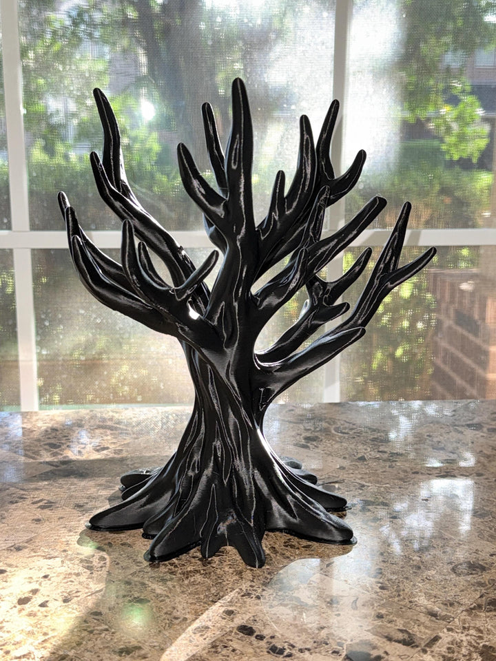 Black Jewelry Tree Display Stand, 3D Printed Jewelry Holder, Gothic Organizer, Necklace & Bracelet Tree, Ring Storage, Vanity Decor